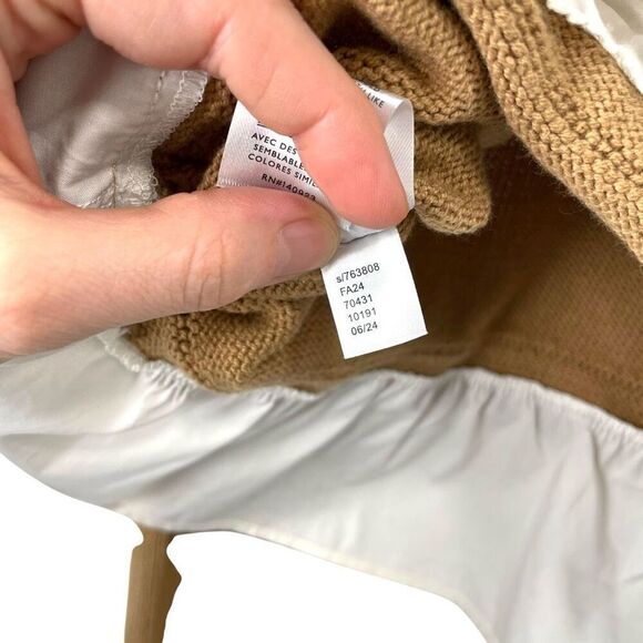 Loft Poplin Layered Mixed Media Sweater Size S neutral tan white - Picture 11 of 11